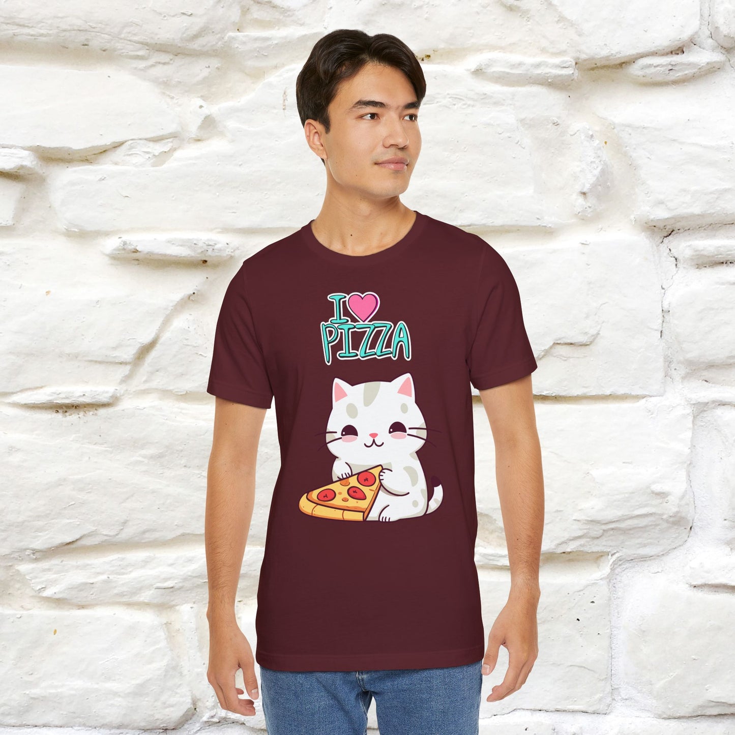 "I Love Pizza" Cat T-shirt for Men & Women | 100% Cotton*