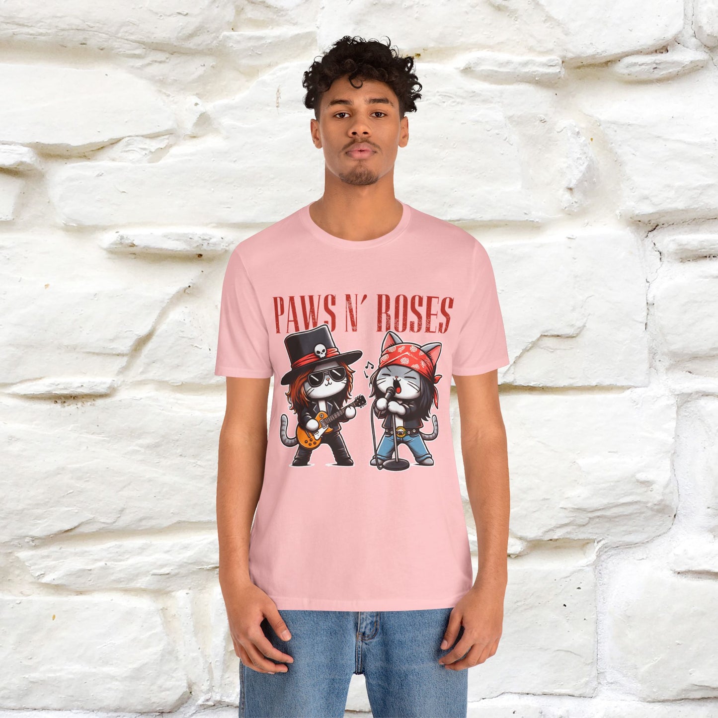 Paws N' Roses T-Shirt | Rock-Inspired Cat Lover  | Nunu&Miao Studio - Nunu&Miao Studio