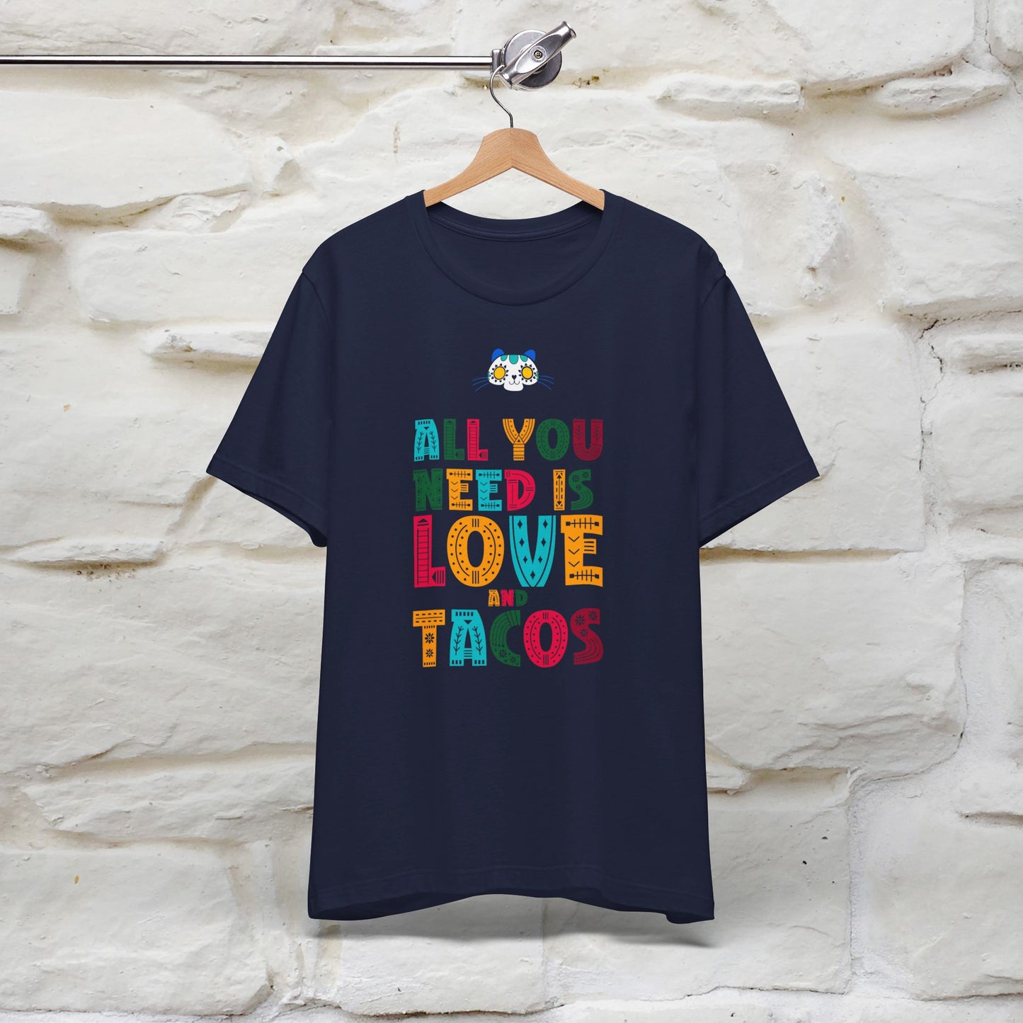 ''All You Need Is Love and Tacos'' T-shirt for Man 100% Cotton* - Nunu&Miao Studio