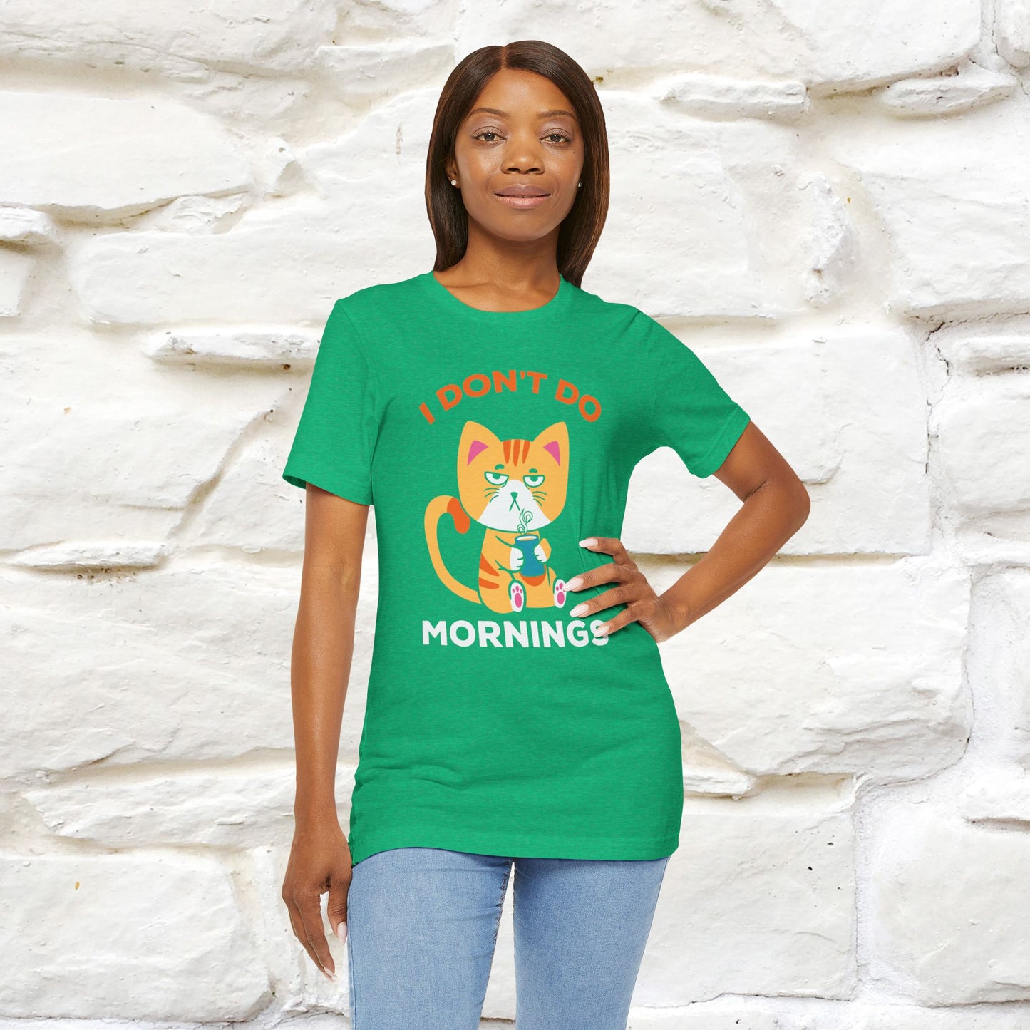 ''I Don't Do Mornings''  Cat T-shirt for Men and Women 100% Cotton*