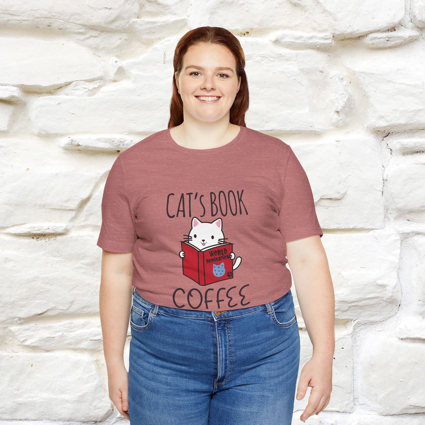 "Cat's Book Coffee" Cat T-Shirt for Men & Women | 100% Cotton* | Cozy Vibes for Book & Cat Lovers