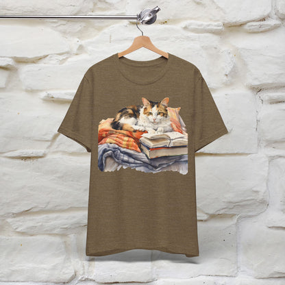 "Literary Catnap" T-shirt for Men and Women 100% Cotton.