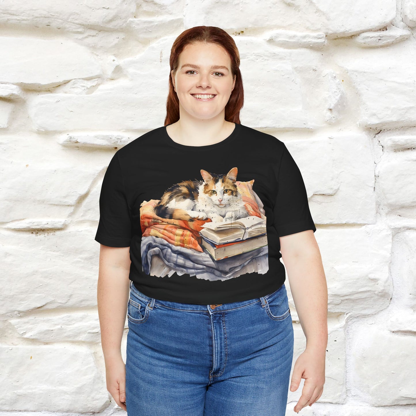 "Literary Catnap" T-shirt for Men and Women 100% Cotton.