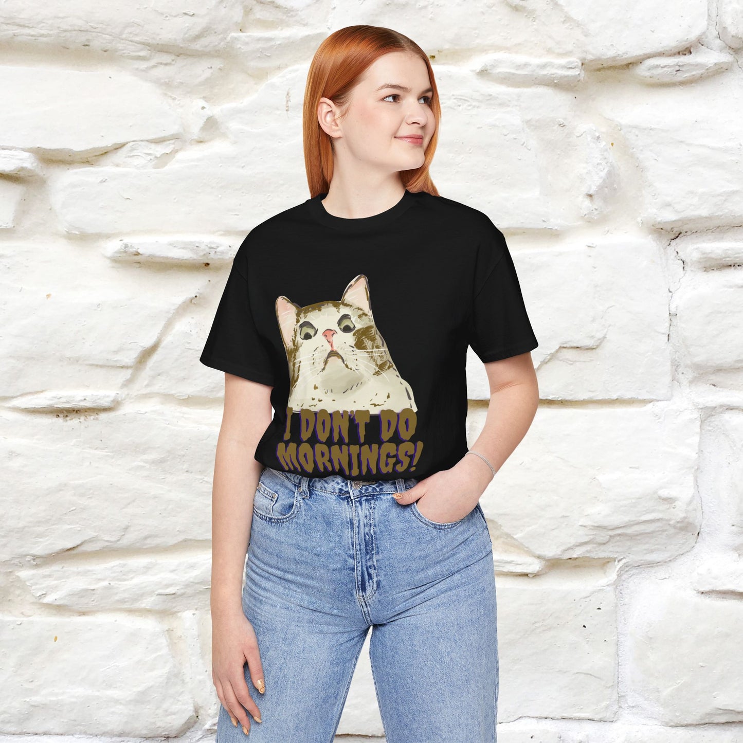 ''I Don't Do Mornings''  Cat T-shirt | Cat T-Shirt | Nunu&Miao Studio - Nunu&Miao Studio