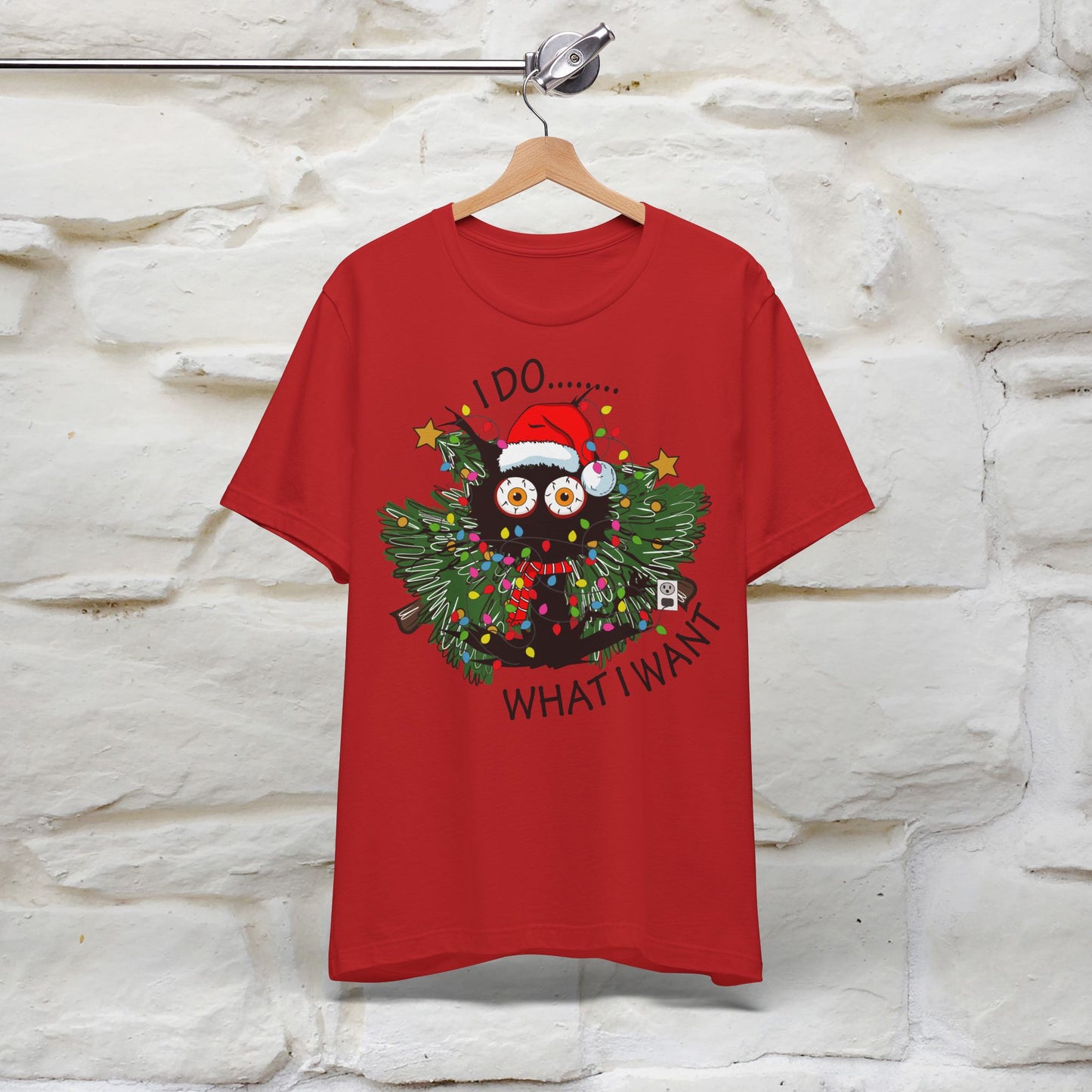 I Do What I Want Funny T-Shirt | Festive Cat Christmas Shirt for Men & Women | 100% Cotton