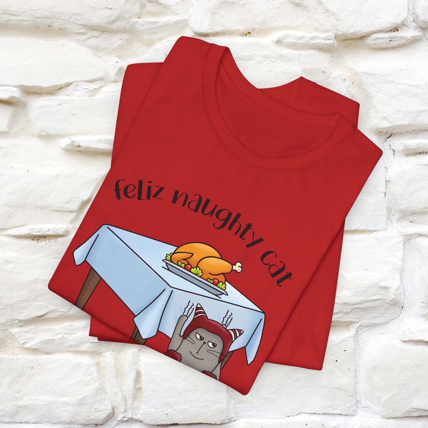 Feliz Naughty Cat | Funny Cat Christmas Shirt for Men & Women | 100% Cotton*