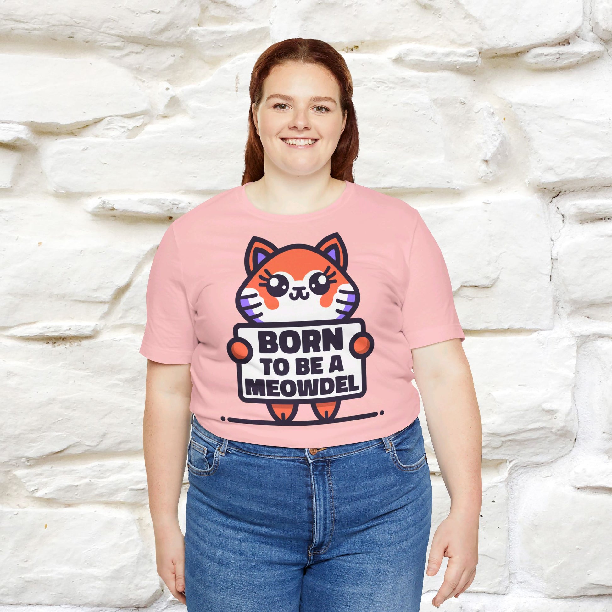 ''Born To Be A Meowdel''  Cat T-shirt for Women 100% Cotton* - Nunu&Miao Studio