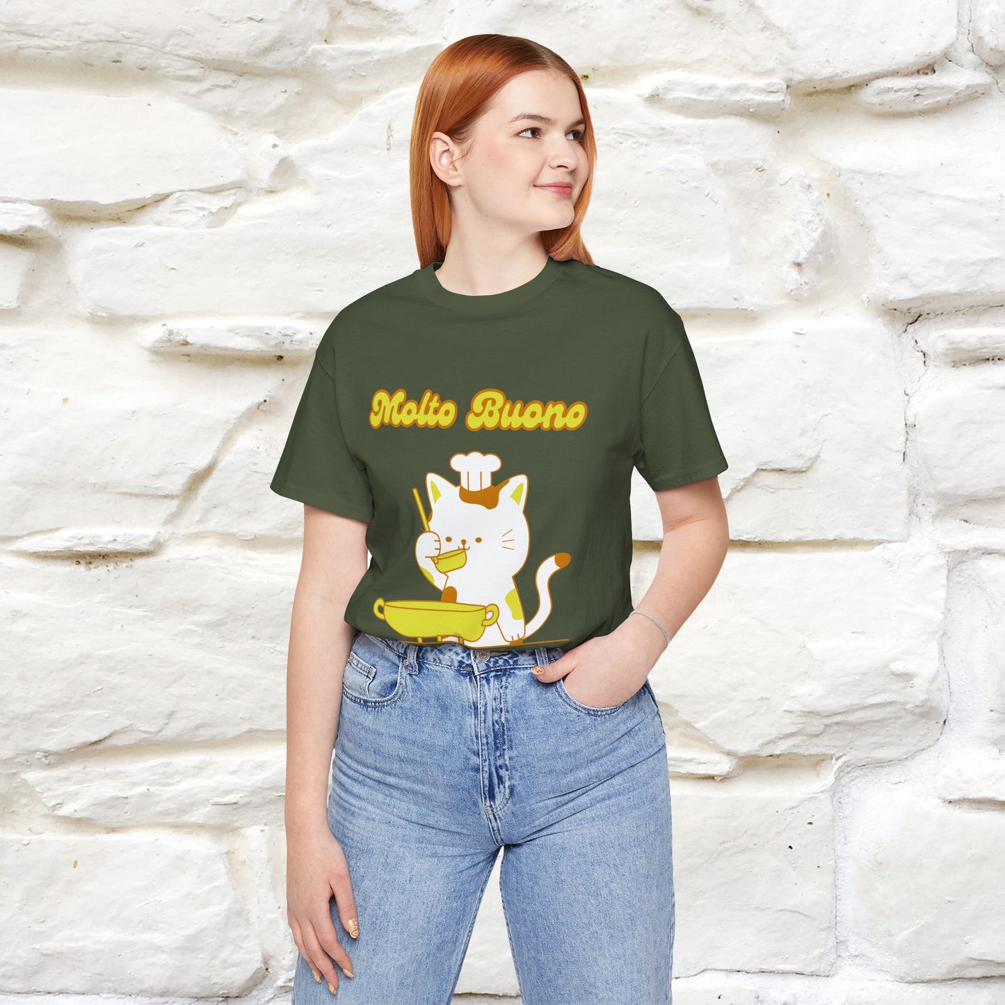 “Molto Buono Cat T-Shirt | Italian-Inspired Cat Shirt for Men & Women | 100% Cotton”