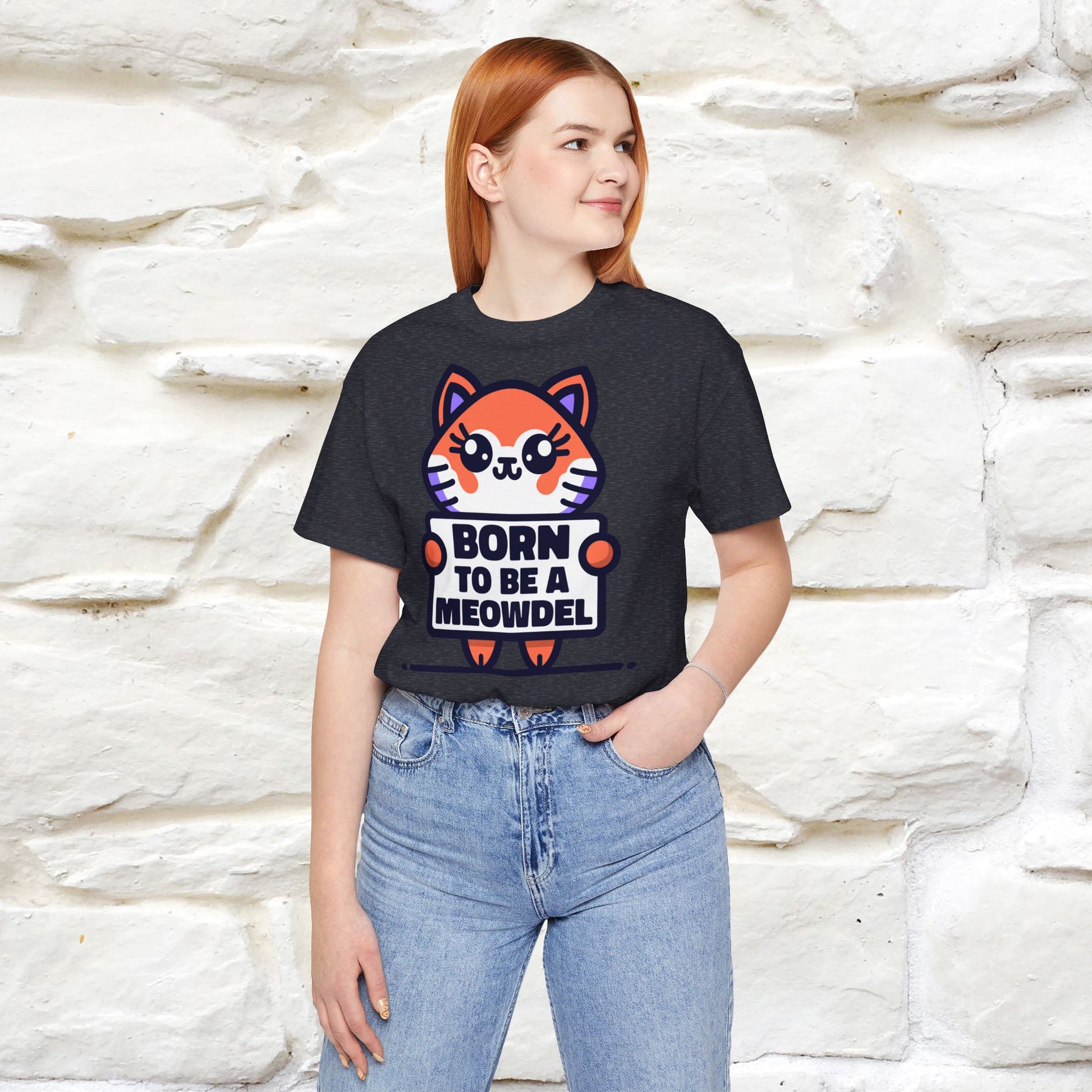 ''Born To Be A Meowdel''  Cat T-shirt for Women 100% Cotton* - Nunu&Miao Studio