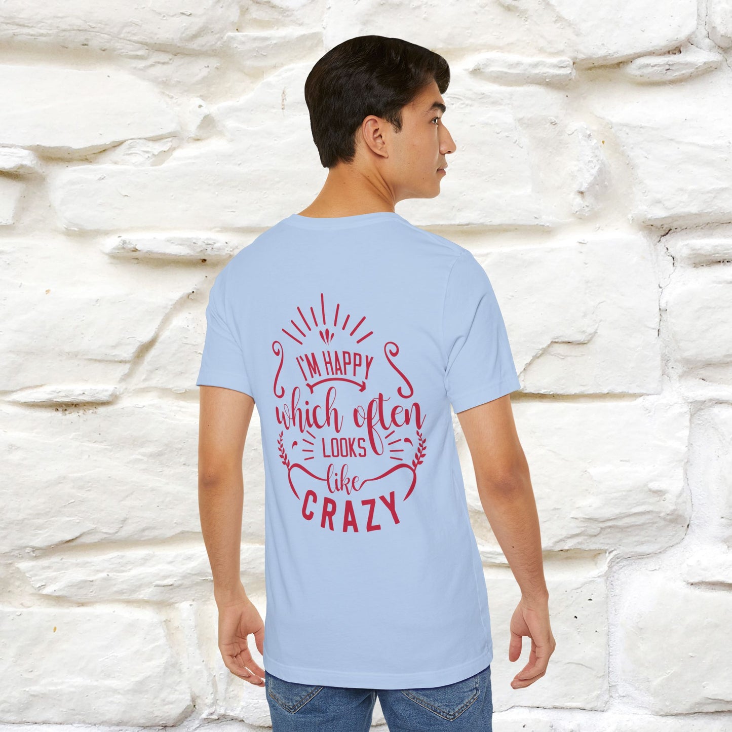 "I’m Happy, Which Often Looks Like Crazy" Cat T-Shirt| Front & Back Design | Nunu&Miao Studio
