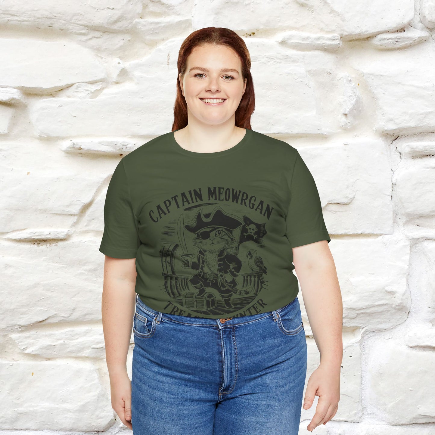 Captain Meowrgan Treasure Hunter T-Shirt | Adventure Cat Tee for Men & Women | 100% Cotton*