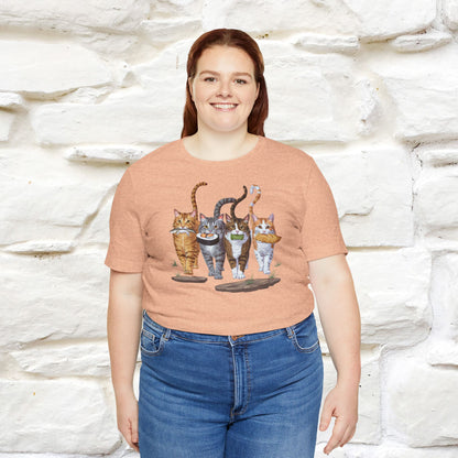 Four Cats' Feast: Feline Food Frenzy T-Shirt for Men & Women | 100% Cotton*