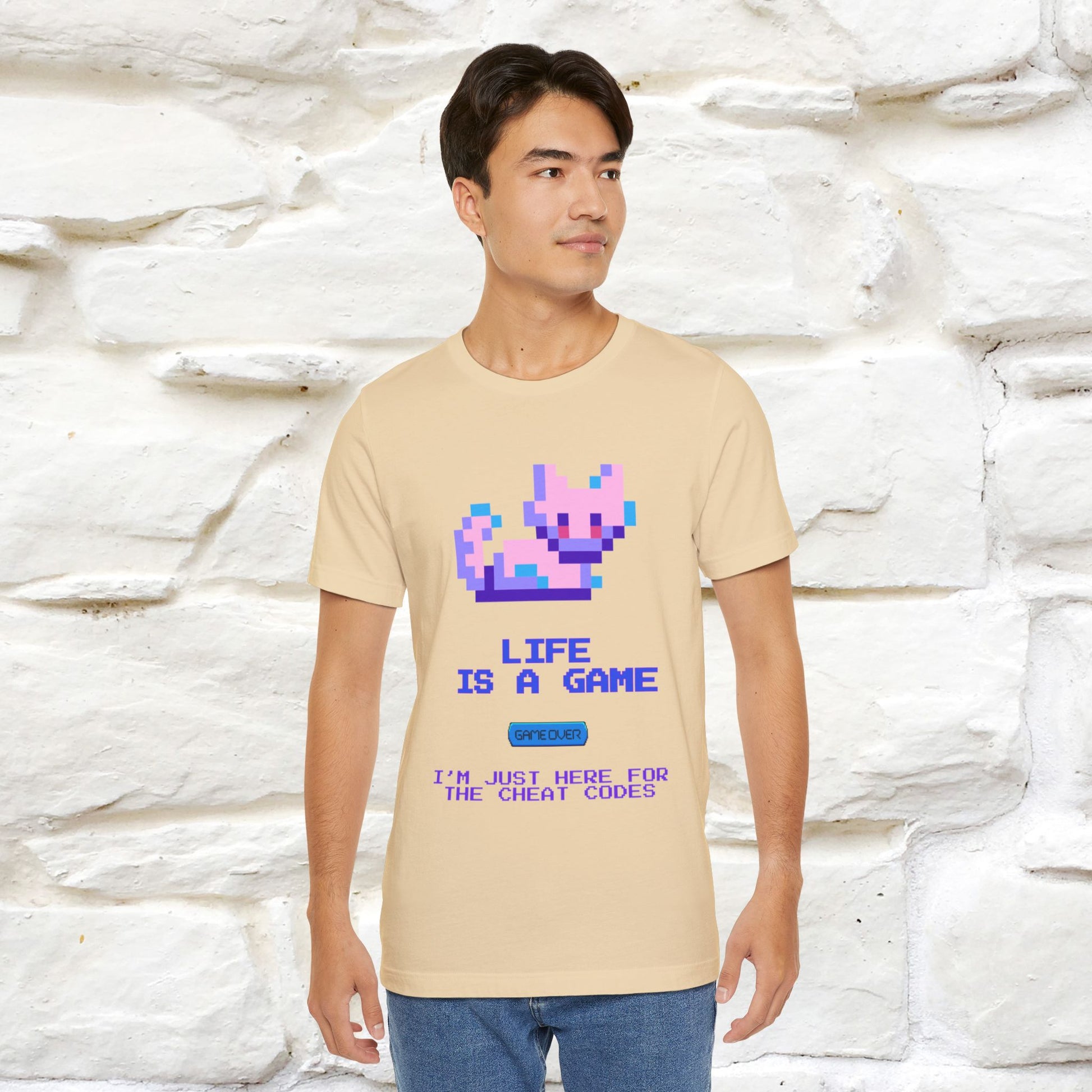 "Life Is A Game, I Am Just Here Fo The Cheat Code" Funny Cat T-Shirt for Men & Women | 100% Cotton* - Nunu&Miao Studio