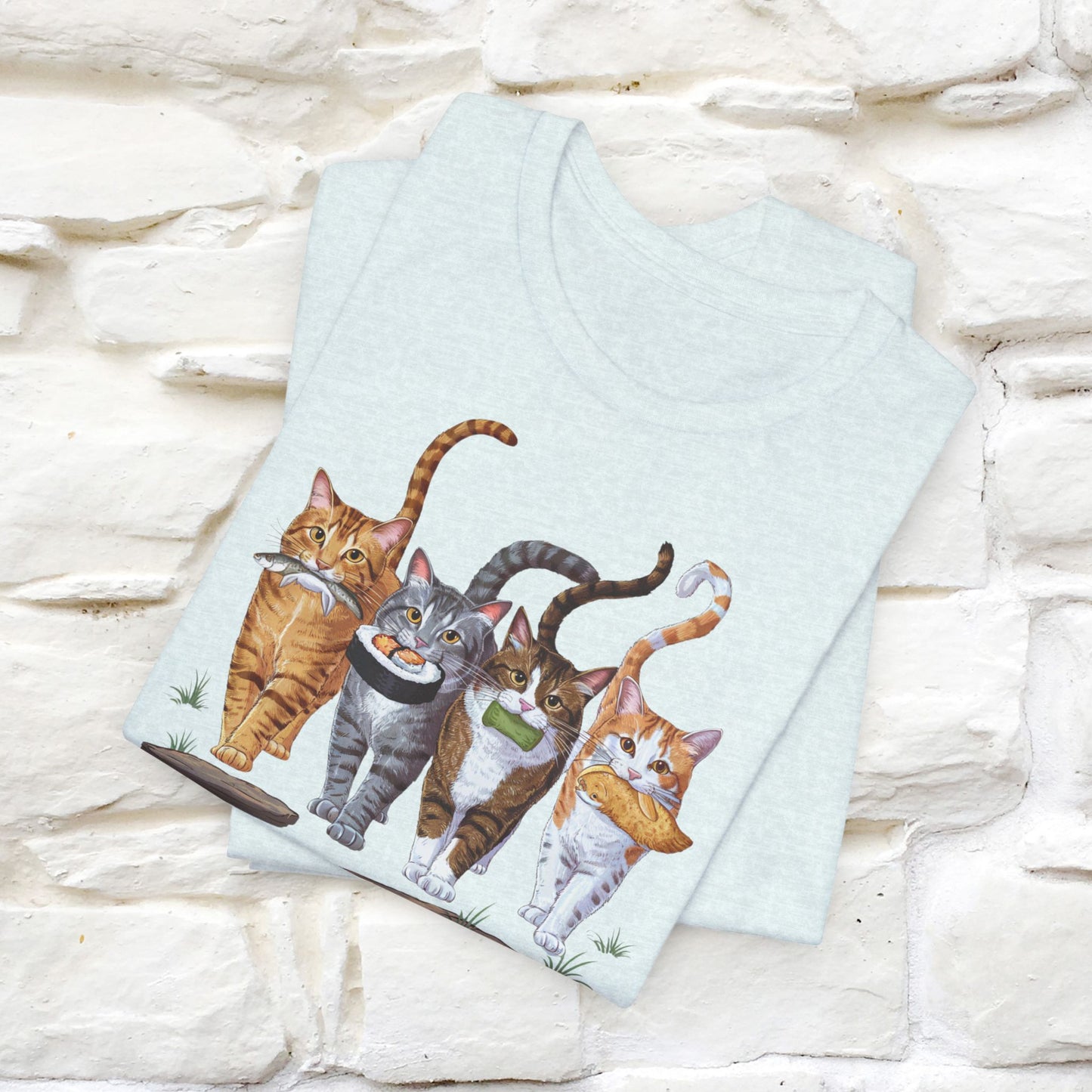 Four Cats' Feast: Feline Food Frenzy T-Shirt for Men & Women | 100% Cotton*