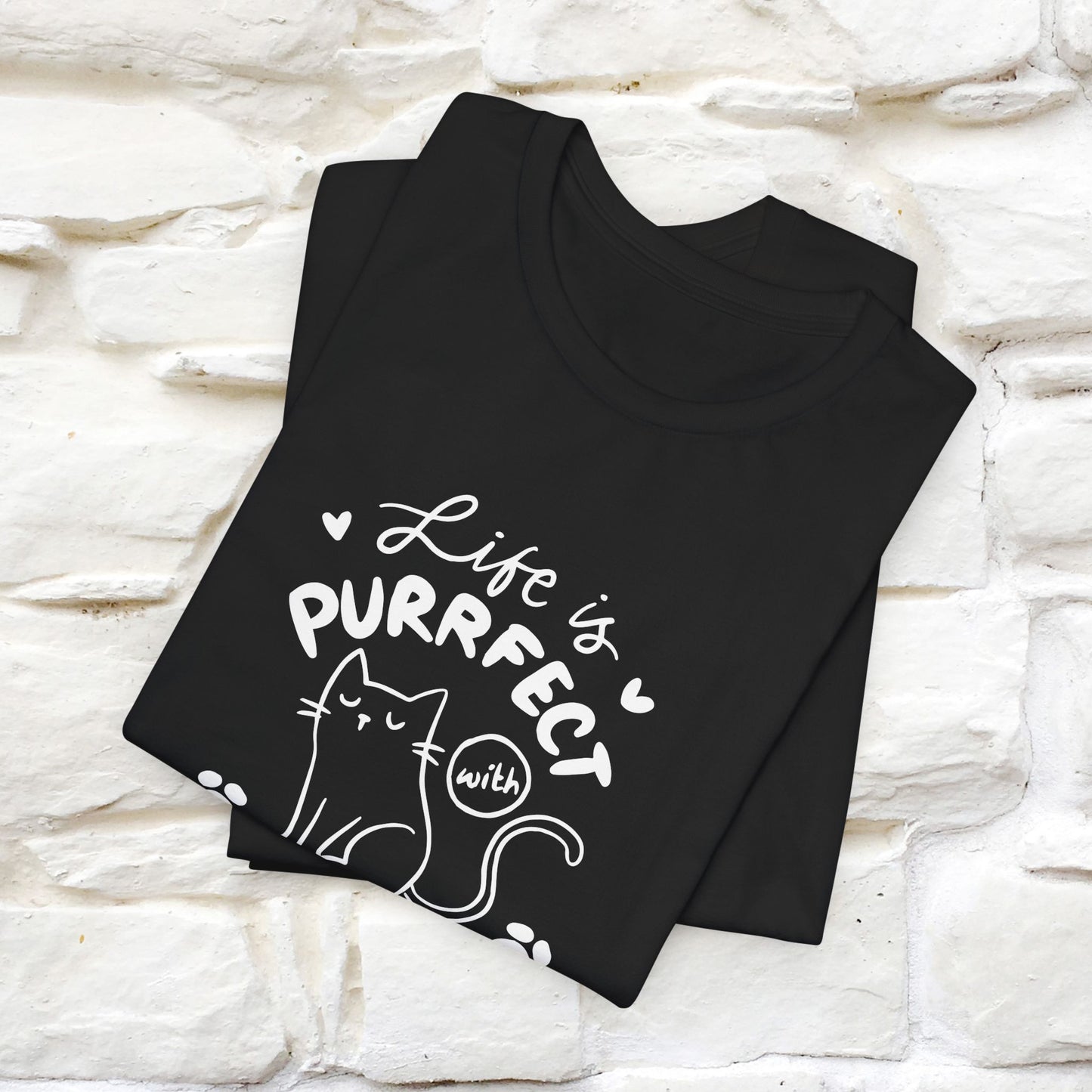 "Life Is Purrfect With Cats" Cat T-Shirt for Men & Women | 100% Cotton* | Funny Tee 🐾