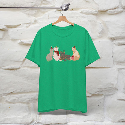 “Cat Family Christmas T-Shirt | Festive Cat Shirt for Men & Women | 100% Cotton”