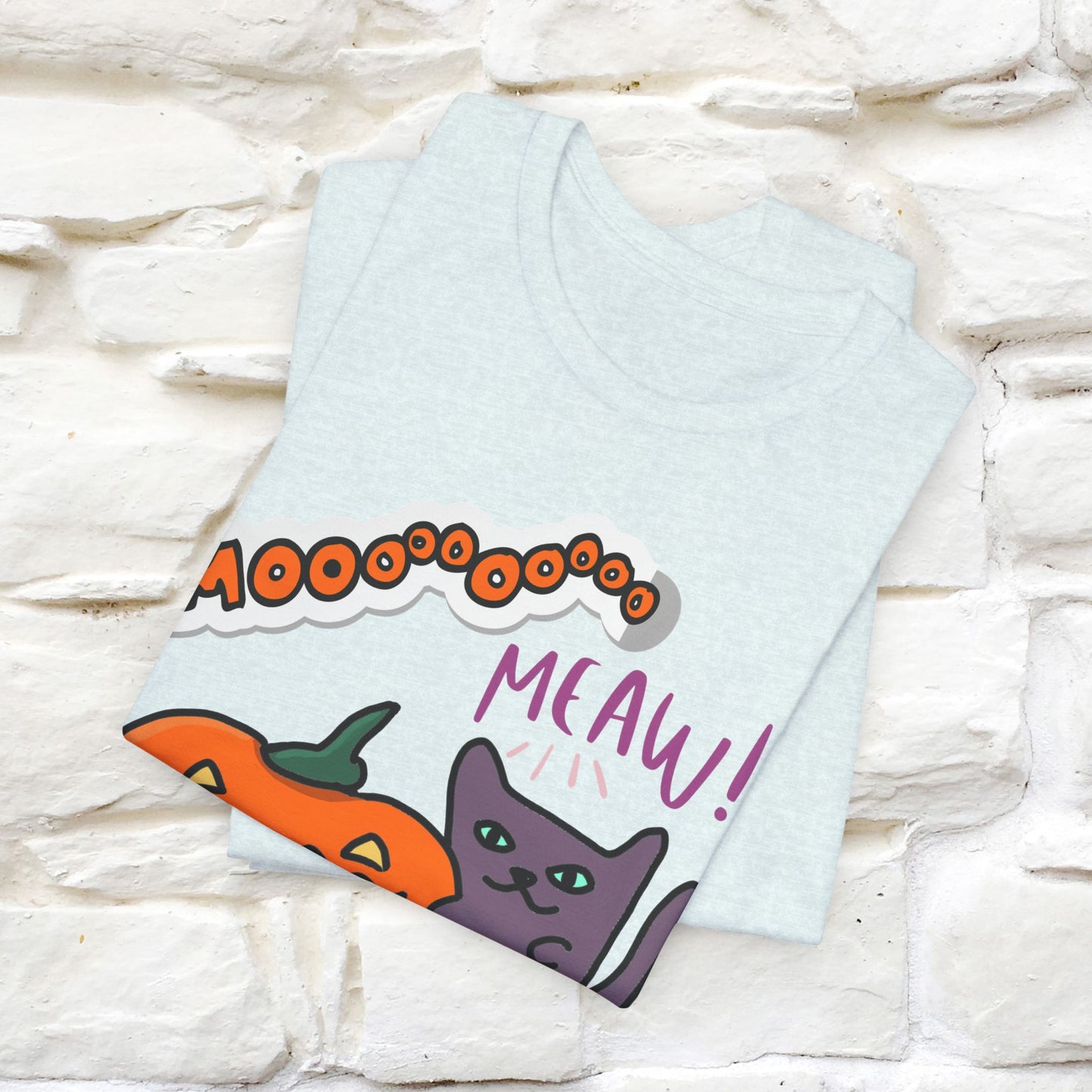 ''Mooooo Meaw'' Halloween Unisex Cat T-shirt 100% Cotton*