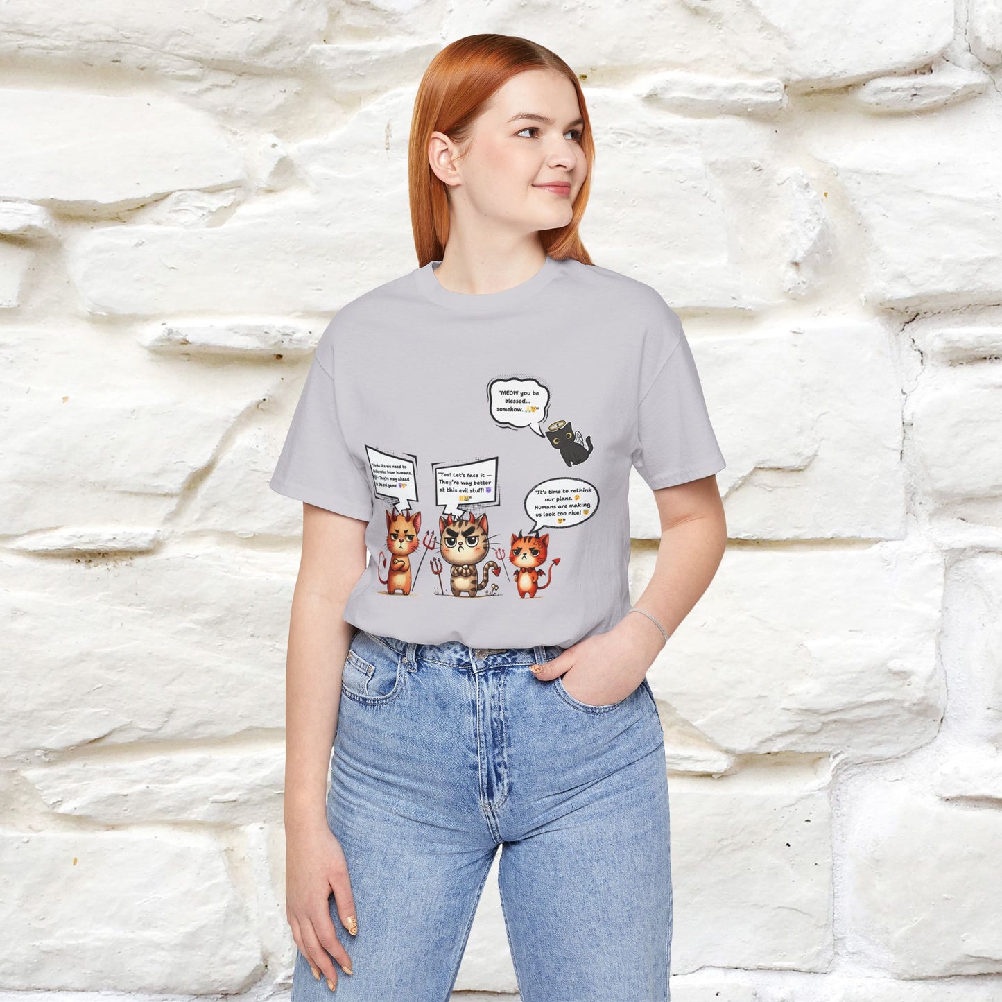 "Humans Are Way Ahead In The Evil Game! 😈😼" Cat  T-shirt |Nunu&Miao Studio