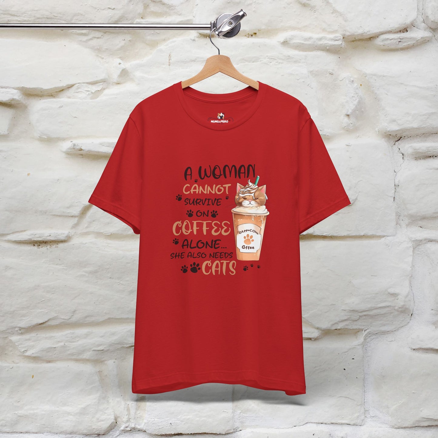 "A Woman Cannot Survive On Coffee Alone... She Also Needs Cats" Cute Cat T-Shirt for Women | 100% Cotton* 🐾