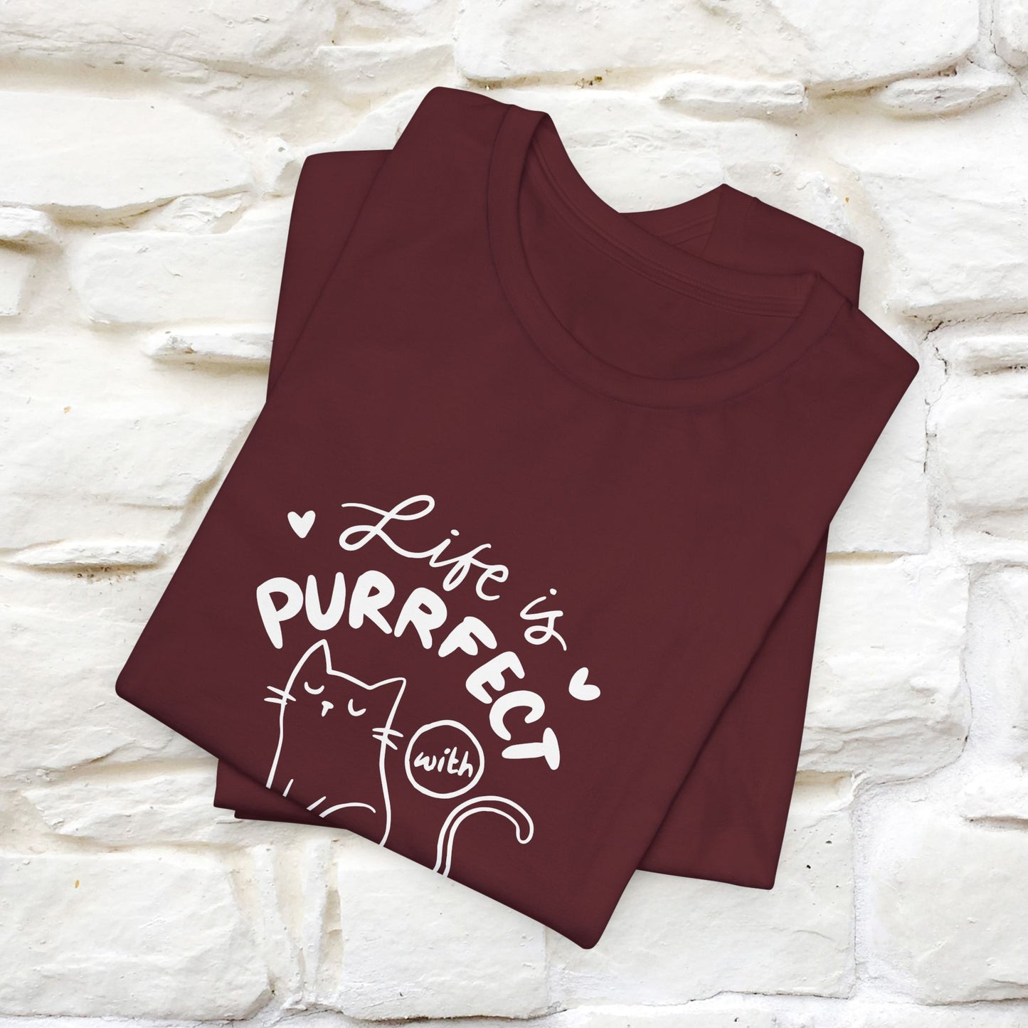 "Life Is Purrfect With Cats" Cat T-Shirt for Men & Women | 100% Cotton* | Funny Tee 🐾