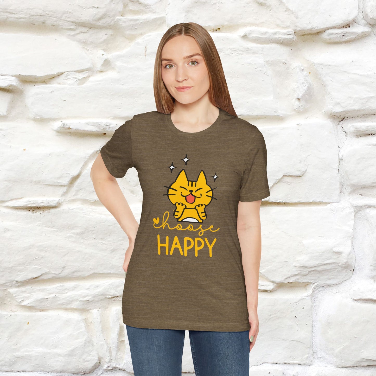 "Choose Happy" Cat T-Shirt for Men & Women | 100% Cotton* | Positive Tee 🐾