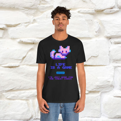 "Life Is A Game, I Am Just Here Fo The Cheat Code" Funny Cat T-Shirt for Men & Women | 100% Cotton*