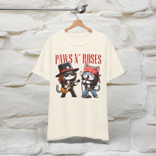 Paws N' Roses T-Shirt | Rock-Inspired Cat Lover Tee for Men & Women | 100% Cotton*