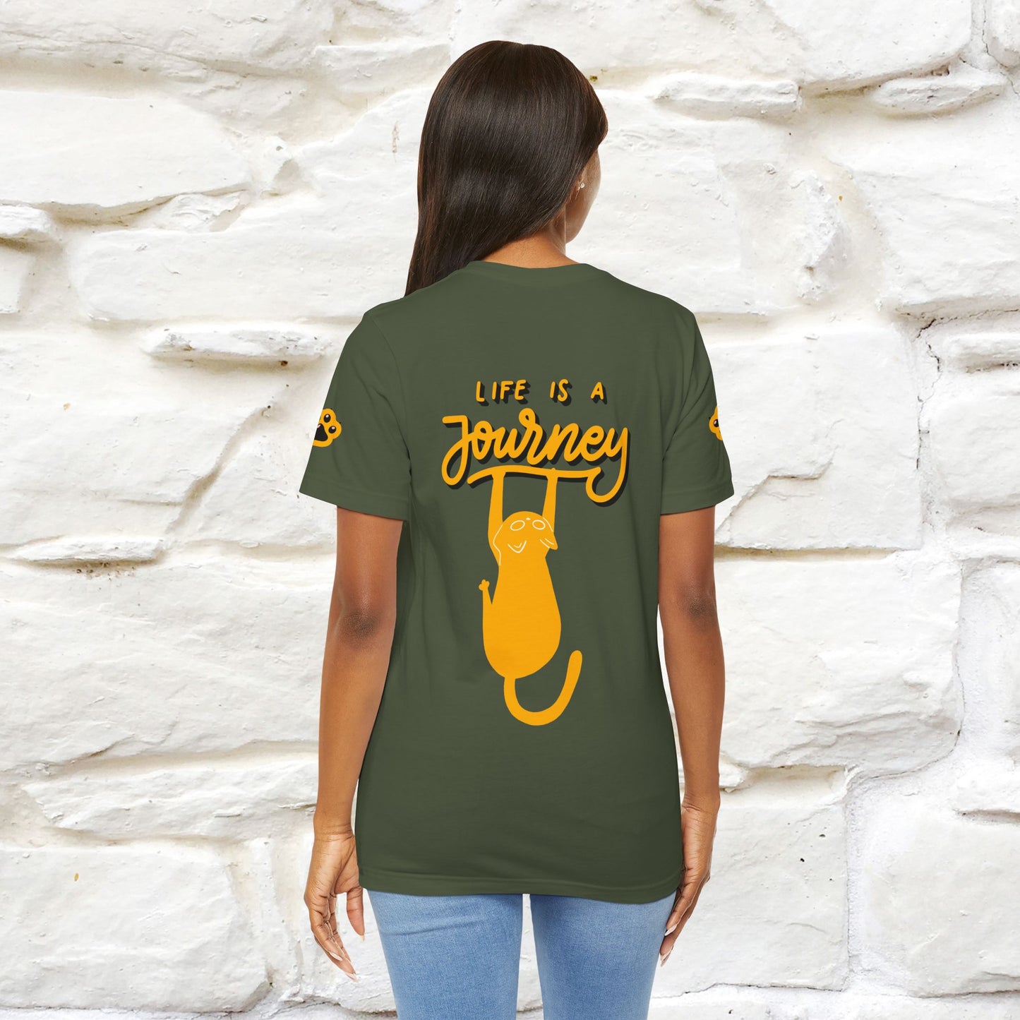 "Life Is A Journey'' Cat T-Shirt | Front & Back Design | Nunu&Miao Studio