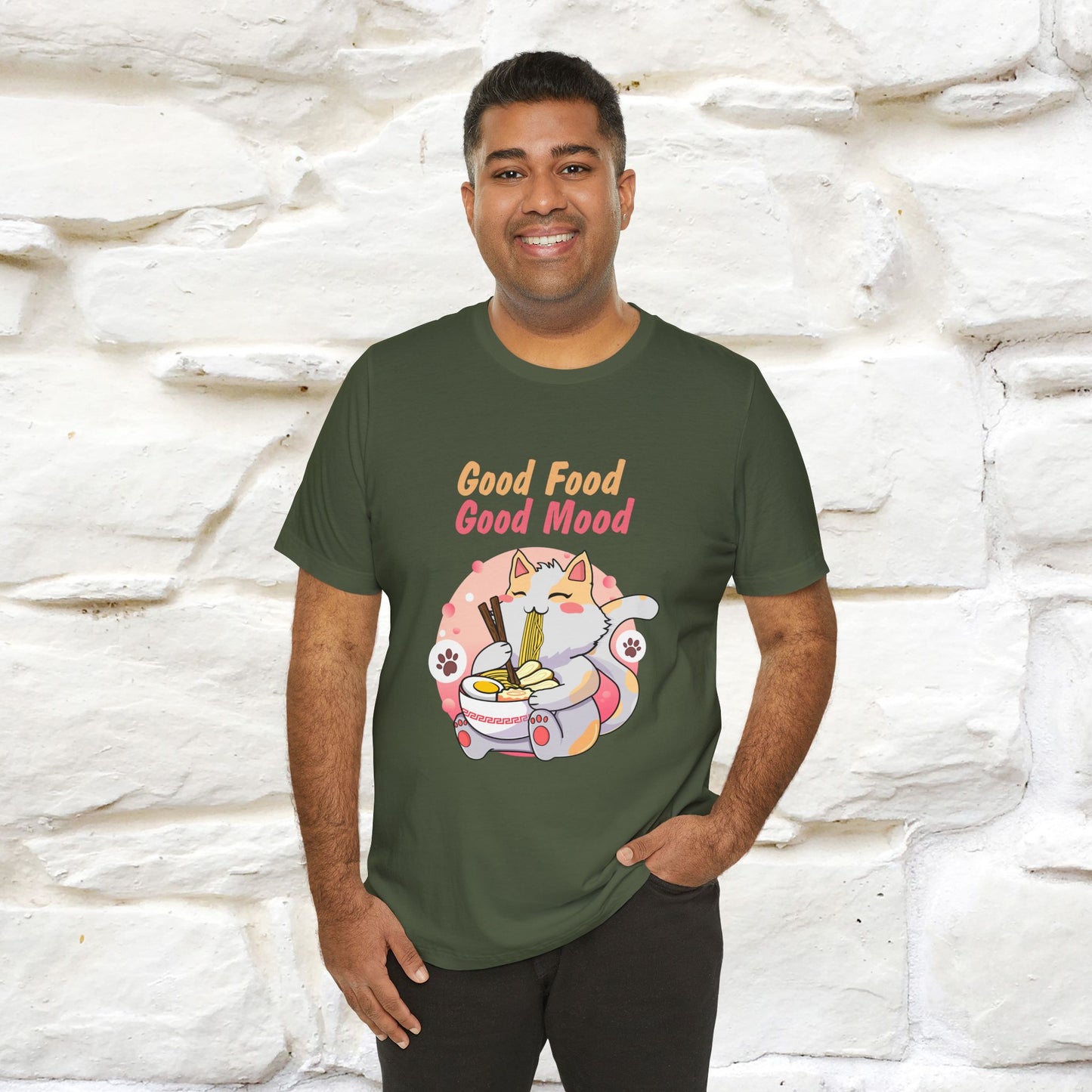 "Good Food Good Mood" Cat T-shirt for Men & Women | 100% Cotton*