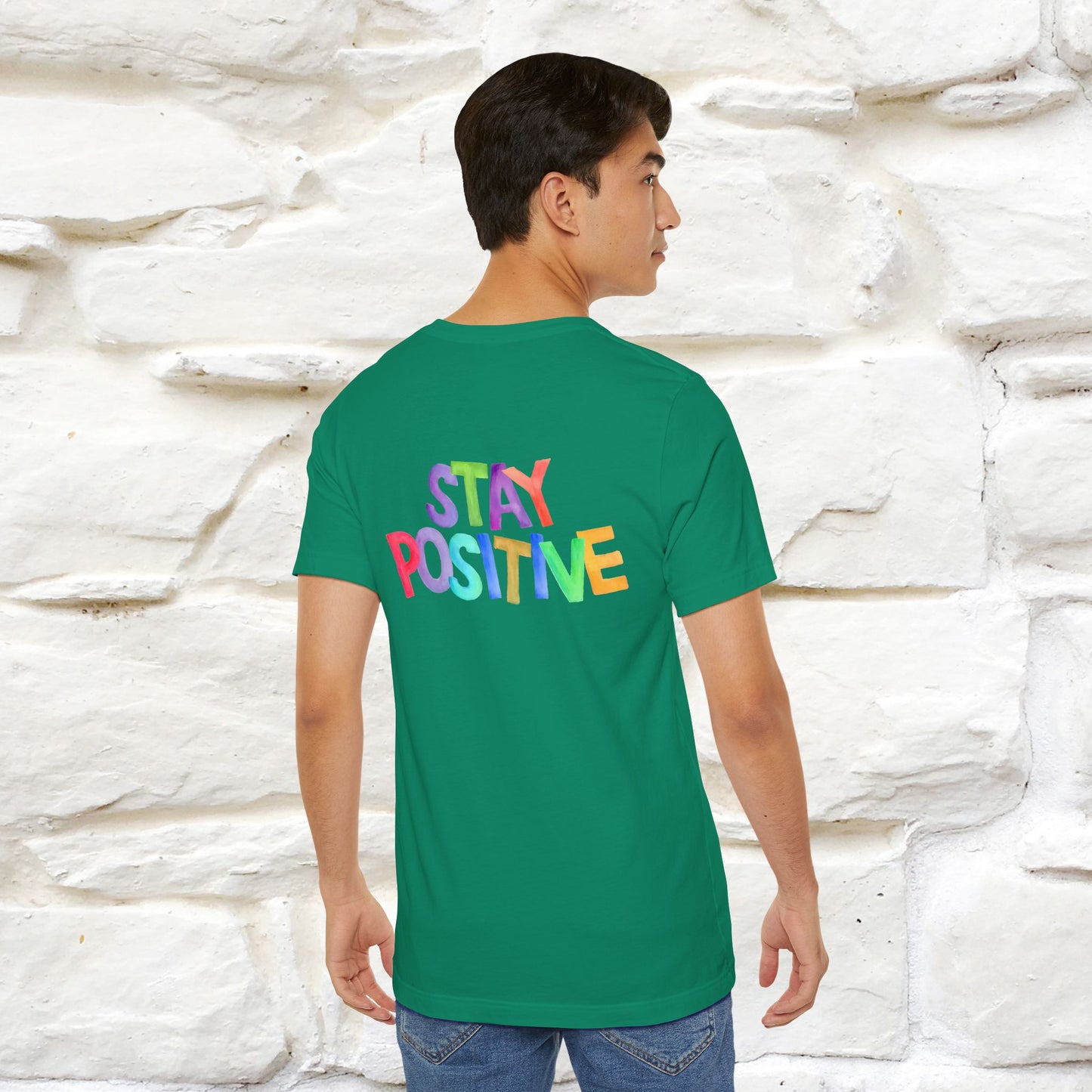 "Stay Positive'' Cat T-Shirt | Front & Back Design | Nunu&Miao Studio