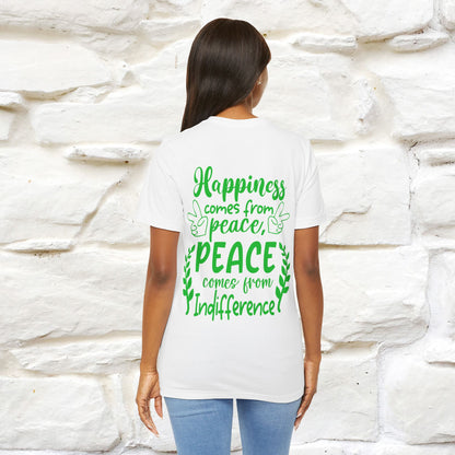 "Happiness Comes From Peace, Peace Comes From Indifference" Cat T-Shirt| Front & Back Design | Nunu&Miao Studio