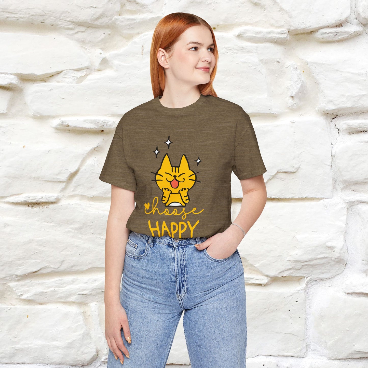 "Choose Happy" Cat T-Shirt for Men & Women | 100% Cotton* | Positive Tee 🐾