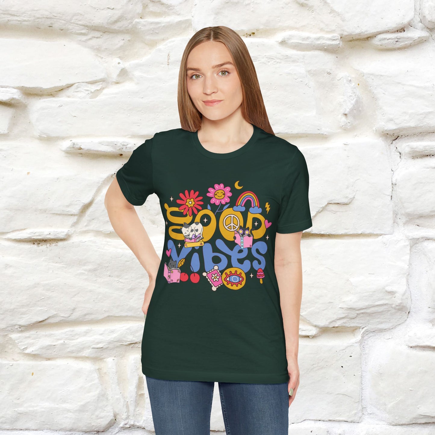 ''Good Vibes'  Cat T-shirt for Women 100% Cotton*