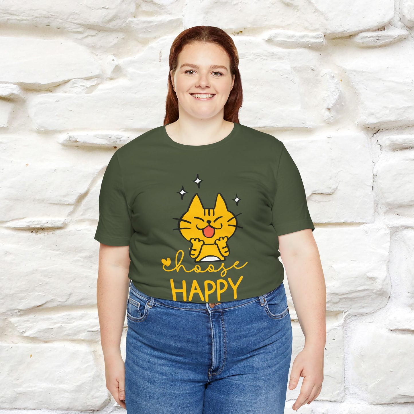 "Choose Happy" Cat T-Shirt for Men & Women | 100% Cotton* | Positive Tee 🐾