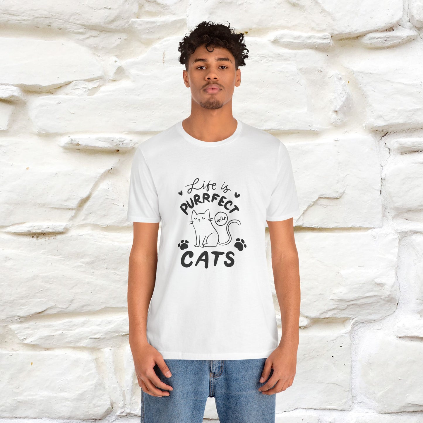 "Life Is Purrfect With Cats" Cat T-Shirt for Men & Women | 100% Cotton* | Funny Tee 🐾