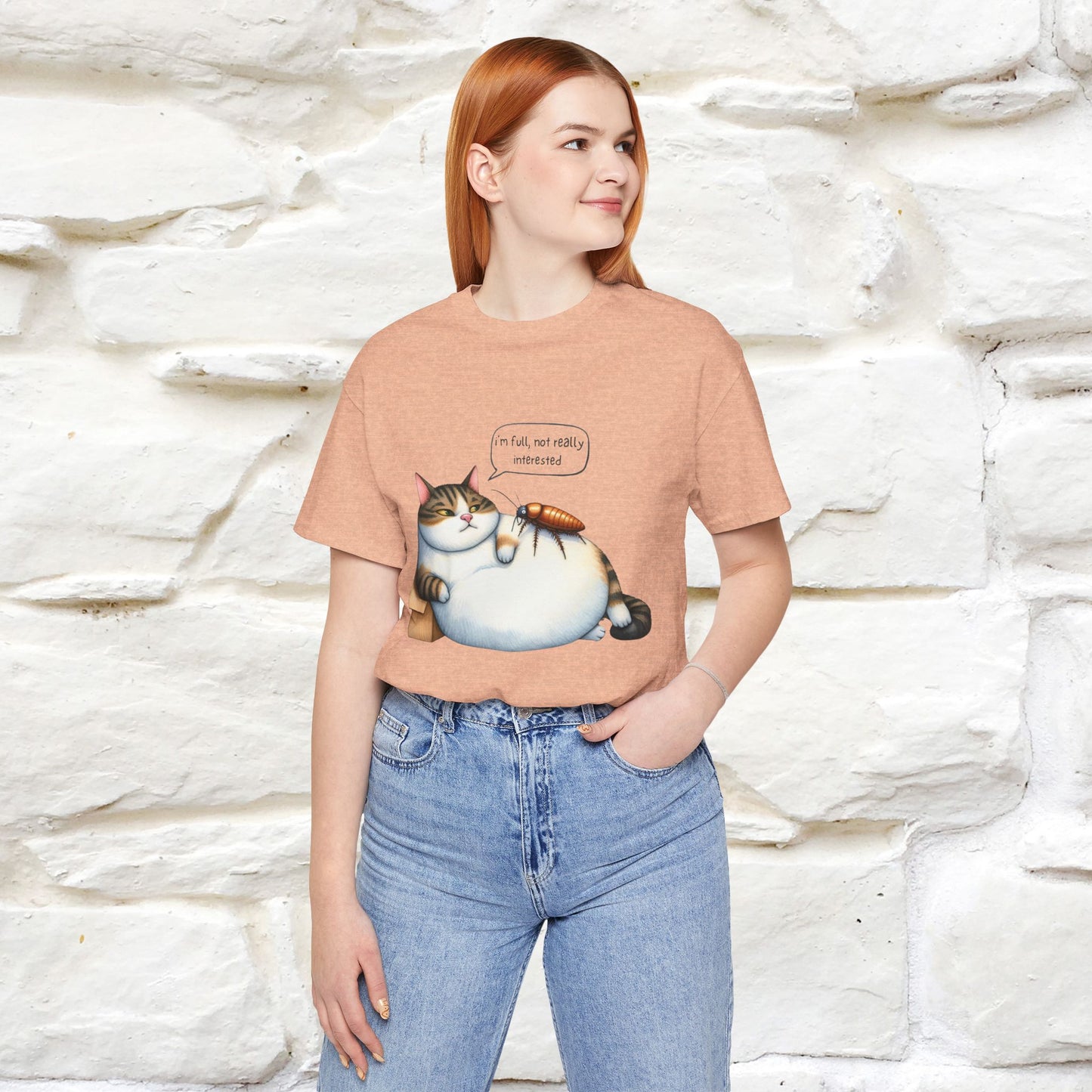 "I Am Full, Not Really Interested: Funny Cat T-Shirt for Men & Women | 100% Cotton* - Nunu&Miao Studio