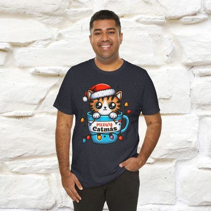 Meowy Catmas T-Shirt | Festive Cat Christmas Shirt for Men & Women | 100% Cotton