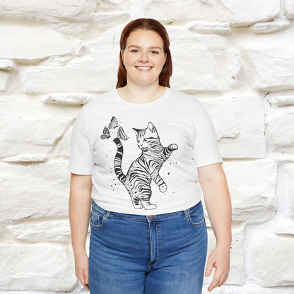 "The cat And The Butterfly" Cat T-shirt for Men & Women | 100% Cotton* 🐾