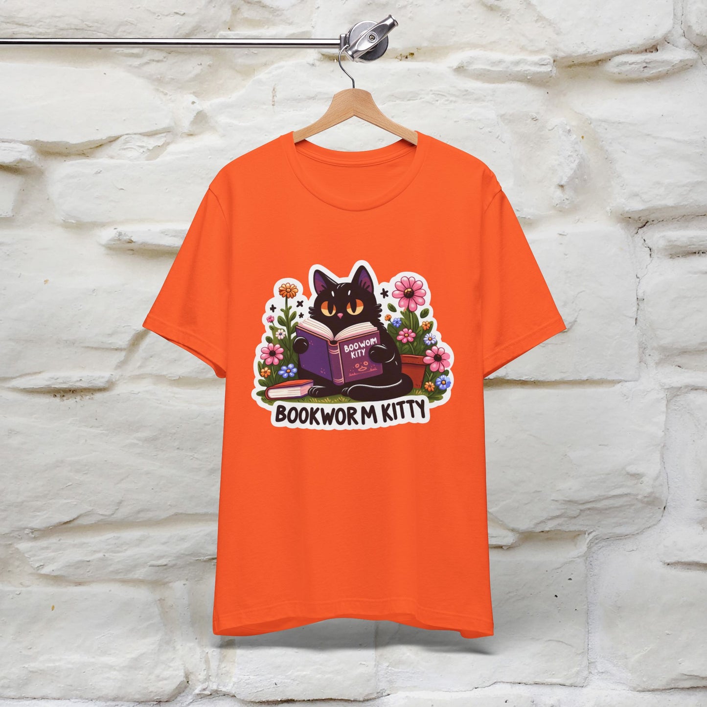 "Bookworm Kitty" Cat T-Shirt for Women | 100% Cotton* | Book Lover Tee