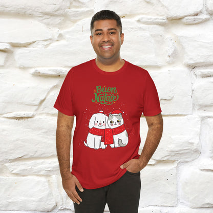 Buon Natale Cat and Dog T-shirt for Men & Women | 100% Cotton* 🐾 | Festive Holiday Shirt