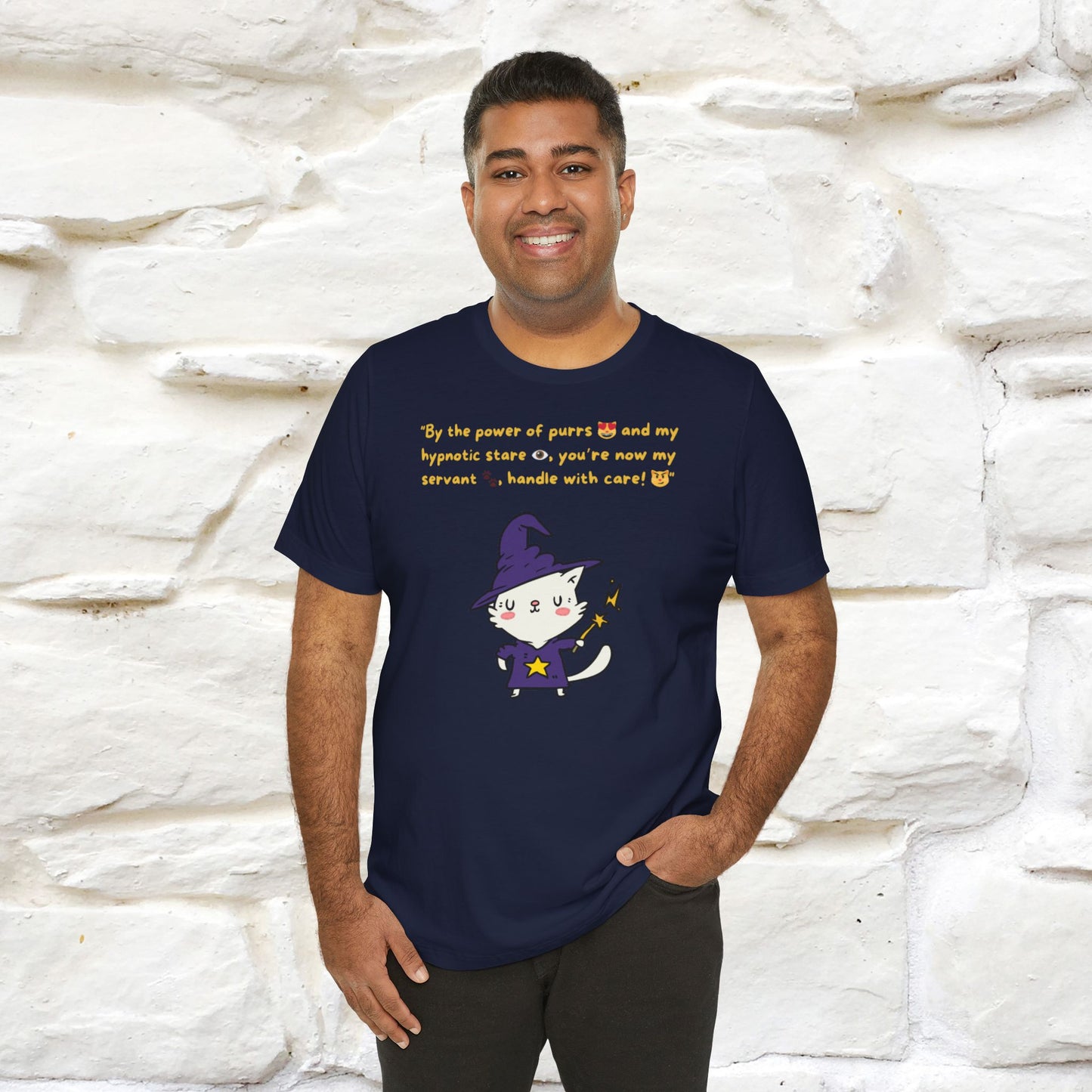 "By the Power of Purrs and My Hypnotic Stare" Halloween Cat Spell T-Shirt for Men & Women | 100% Cotton*