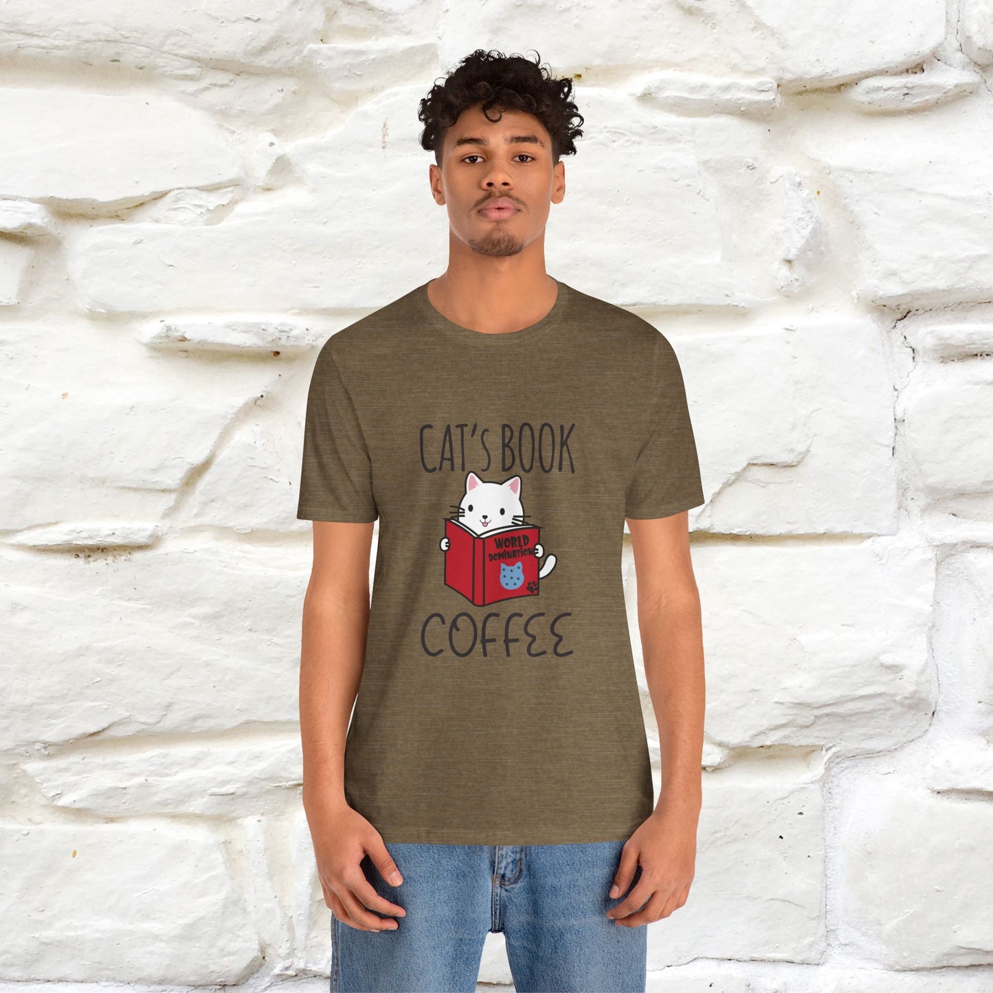 "Cat's Book Coffee" Cat T-Shirt for Men & Women | 100% Cotton* | Cozy Vibes for Book & Cat Lovers