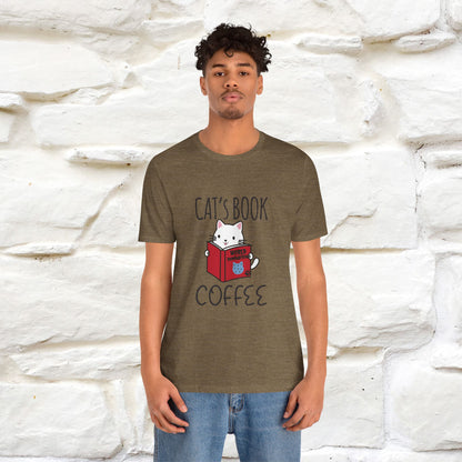 "Cat's Book Coffee" Cat T-Shirt for Men & Women | 100% Cotton* | Cozy Vibes for Book & Cat Lovers