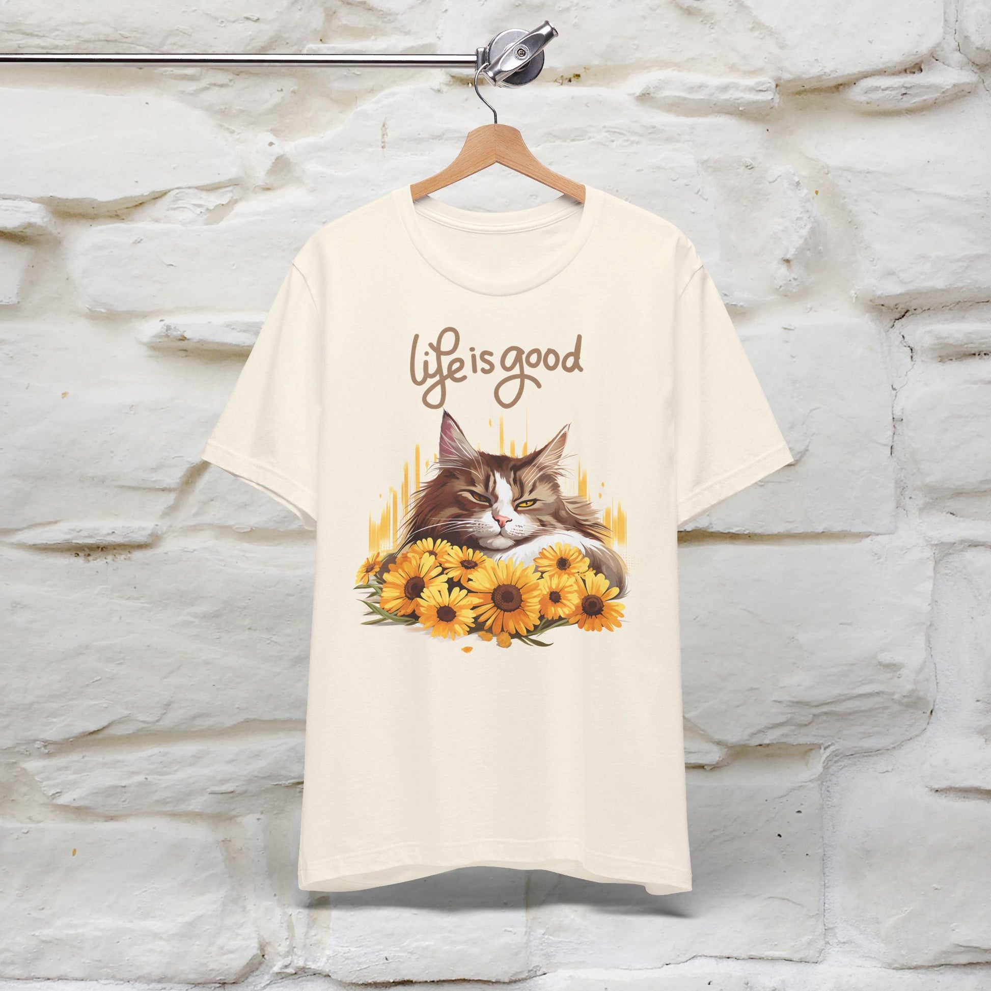 ''Life Is Good'' Cat T-shirt for Women 100% Cotton* - Nunu&Miao Studio