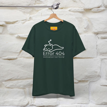''Error 404 Motivation Not Found'' Cat T-Shirt Front and Back Design | Nunu&Miao Studio