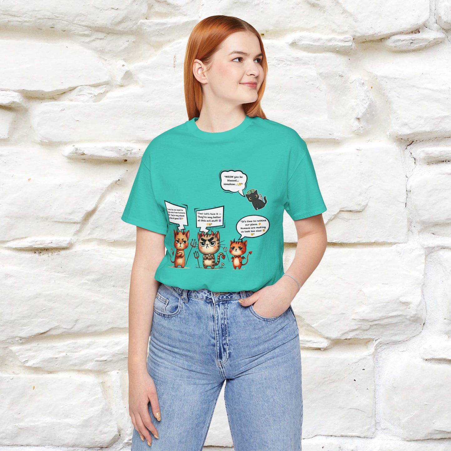 "Humans Are Way Ahead In The Evil Game! 😈😼" Cat  T-shirt |Nunu&Miao Studio