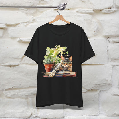 "Feline Bibliophile" T-Shirt for Men & Women | 100% Cotton*