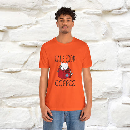 "Cat's Book Coffee" Cat T-Shirt for Men & Women | 100% Cotton* | Cozy Vibes for Book & Cat Lovers