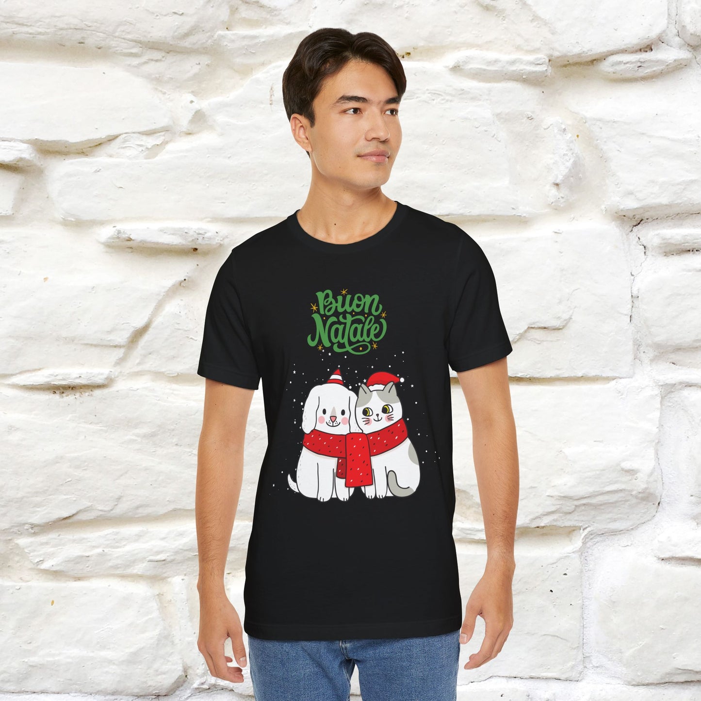 Buon Natale Cat and Dog T-shirt for Men & Women | 100% Cotton* 🐾 | Festive Holiday Shirt