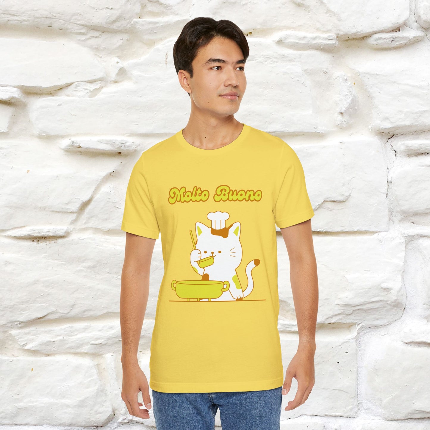 “Molto Buono Cat T-Shirt | Italian-Inspired Cat Shirt for Men & Women | 100% Cotton”